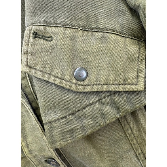 HEI HEI Women's Olive Green Utility Jacket Belted Ruffled Back Women's Size L - Picture 10 of 11